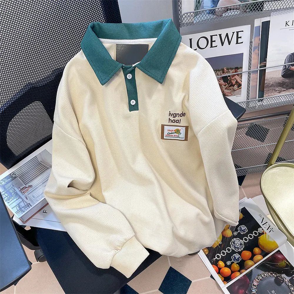 Long Sleeve Collared Shirt Under Sweater Aesthetic Polo Neck