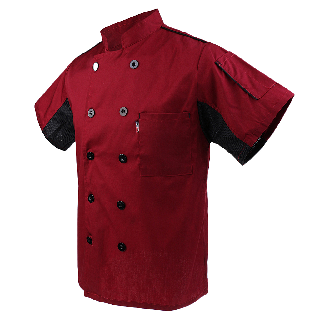 Baoblaze Men Women Chef Uniform Work Wear, Cotton Short Sleeve Cooking Shirt Chefs Jacket Tops -Cool Vent