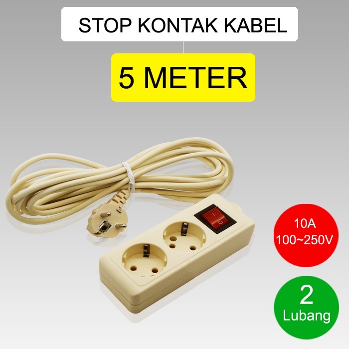 STOP KONTAK COLOKAN ON OFF KABEL 5 METER 3 METER 2 LUBANG SNI TERMINAL ...