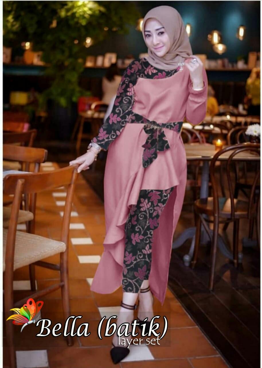 Doublem Fashion Set Bella Batik Baju Setelan Celana Muslim Wanita Murah Pakaian Muslim Wanita Lazada Indonesia