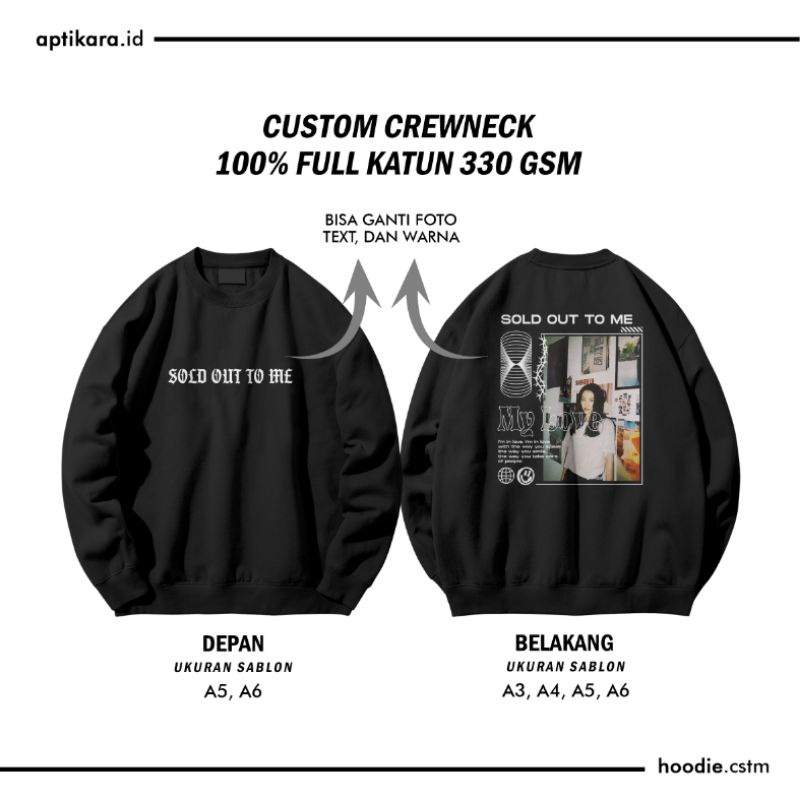 Jaket Hoodie Crewneck Custom Pria Wanita Premium Bahan Full