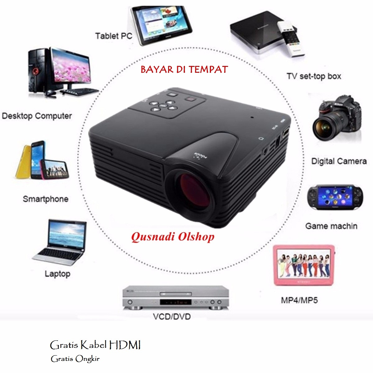 Infokus Projektor H80 640x480 Piksel 800 Lumens Proyektor Full Hd 1080 P Portable Mini Proyektor Lcd Proyektor Home Theater Video Game Led Proyektor Dengan Av Vga Usb Sd Hdmi Untuk Presentasi Home Teater Notebook Ponsel Pintar Android
