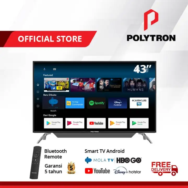 Polytron Smart Tv Android 43 Inch Pld 43as1558 G Lazada Indonesia