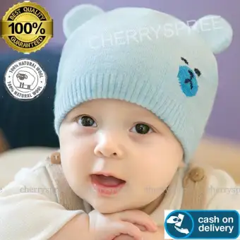 Baby BEAR Topi Anak Impor Kupluk Bayi Balita Rajutan Hangat Topi Anak Laki laki Perempuan Beanie