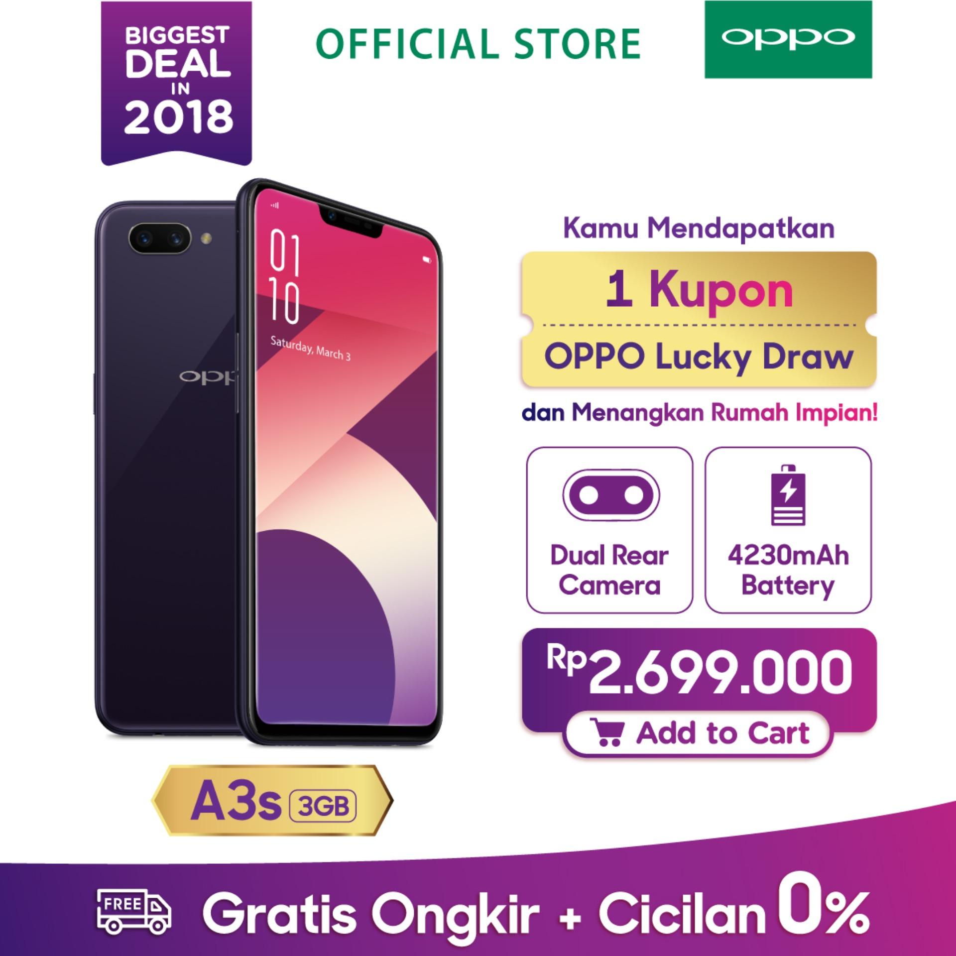 OPPO A3S SMARTPHONE 3GB/32GB , A.I Beauty, Dual Camera, Super Full Screen (COD, Garansi Resmi OPPO, Cicilan tanpa kartu kredit, Cicilan 0%, Gratis Ongkir)