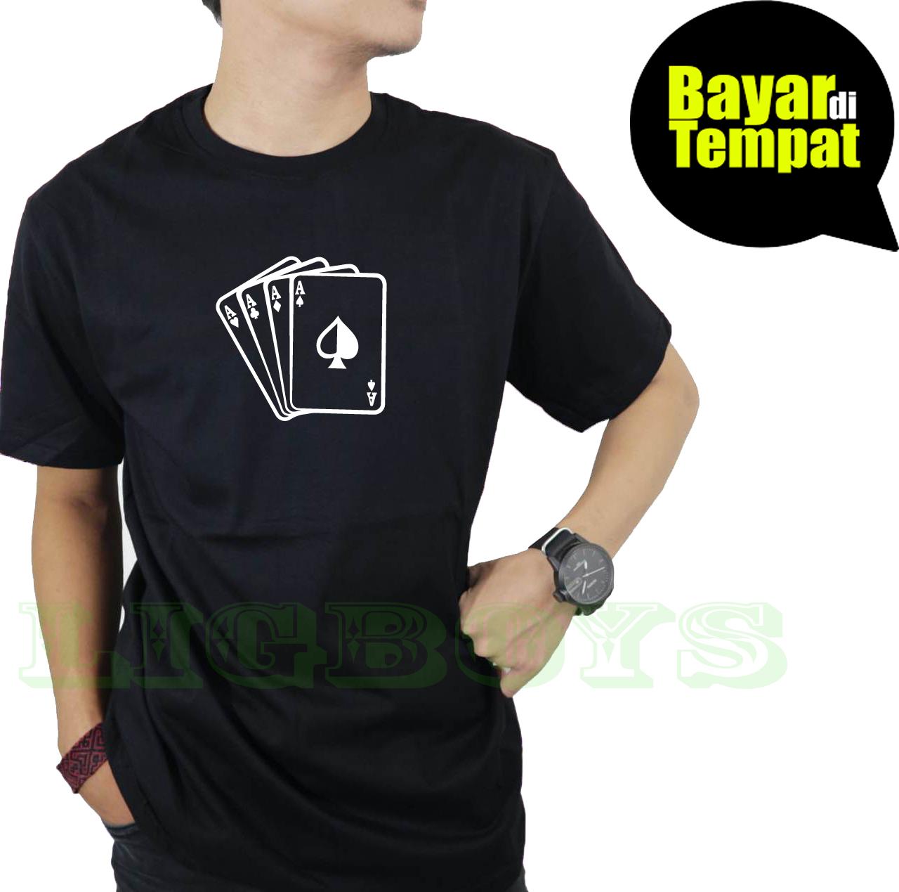 Ligboys - kaos distro T-shirt fashion 100% soft cotton combed 30s kaos pria baju distro T-shirt gambar POKER terbaru murah 3d kata kata band metal rock atasan pria bandung wanita katun simple keren cowok cewek pakaian distro