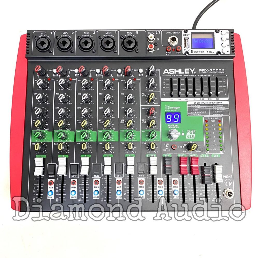 Power Mixer Ashley Prx7000 S Usb Bluetooth Original Mixing 7 Channel