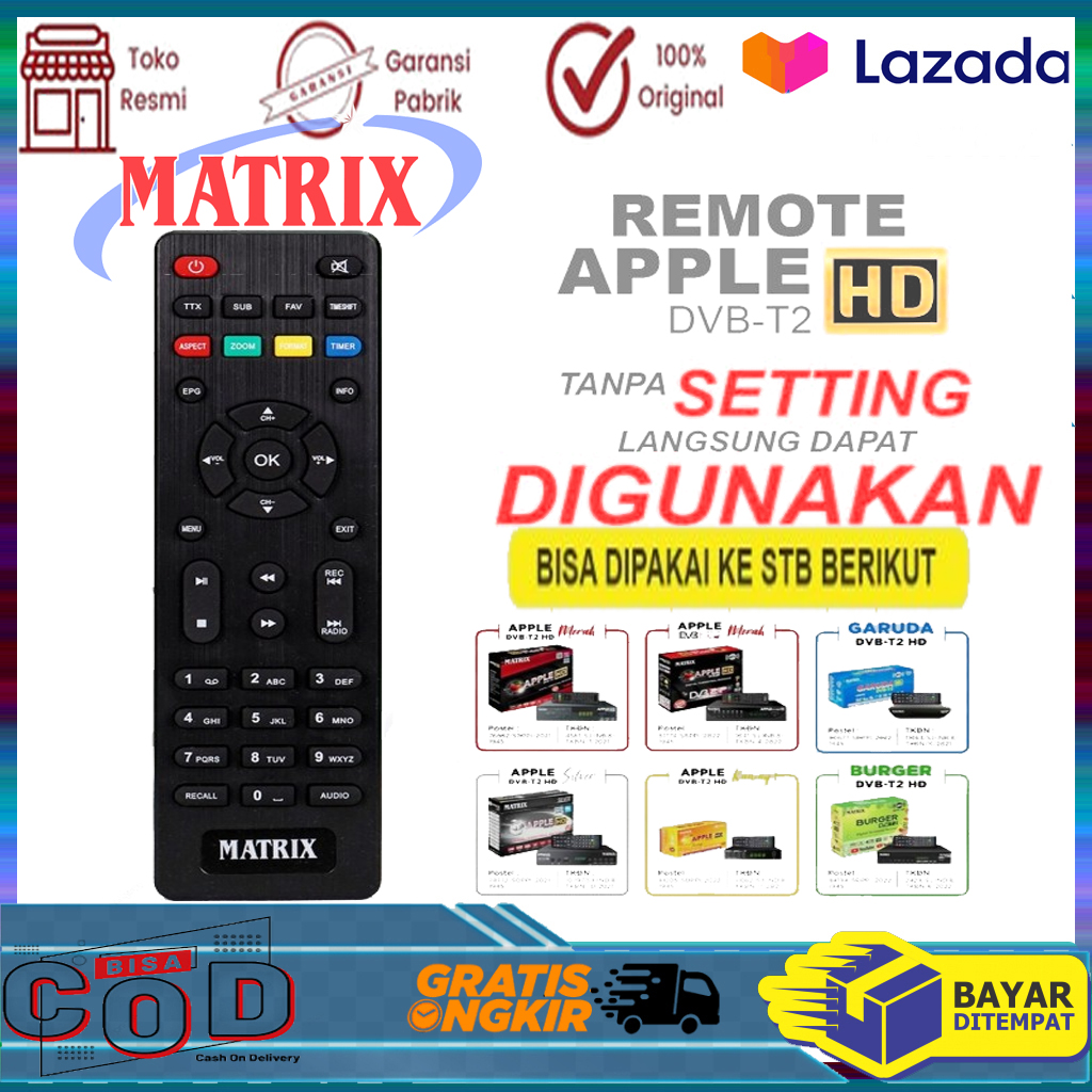 remote stb dvbt2 matrix apple bisa semua jenis stb matrix | Lazada ...