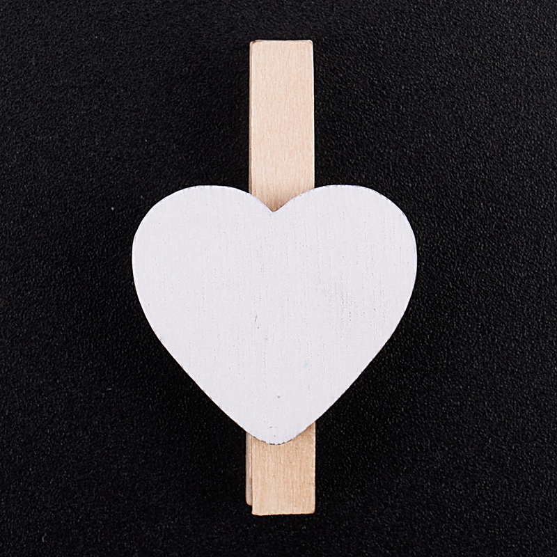 Small Mini Wooden Clothes Pegs / Decorative Pegs with Hearts , White