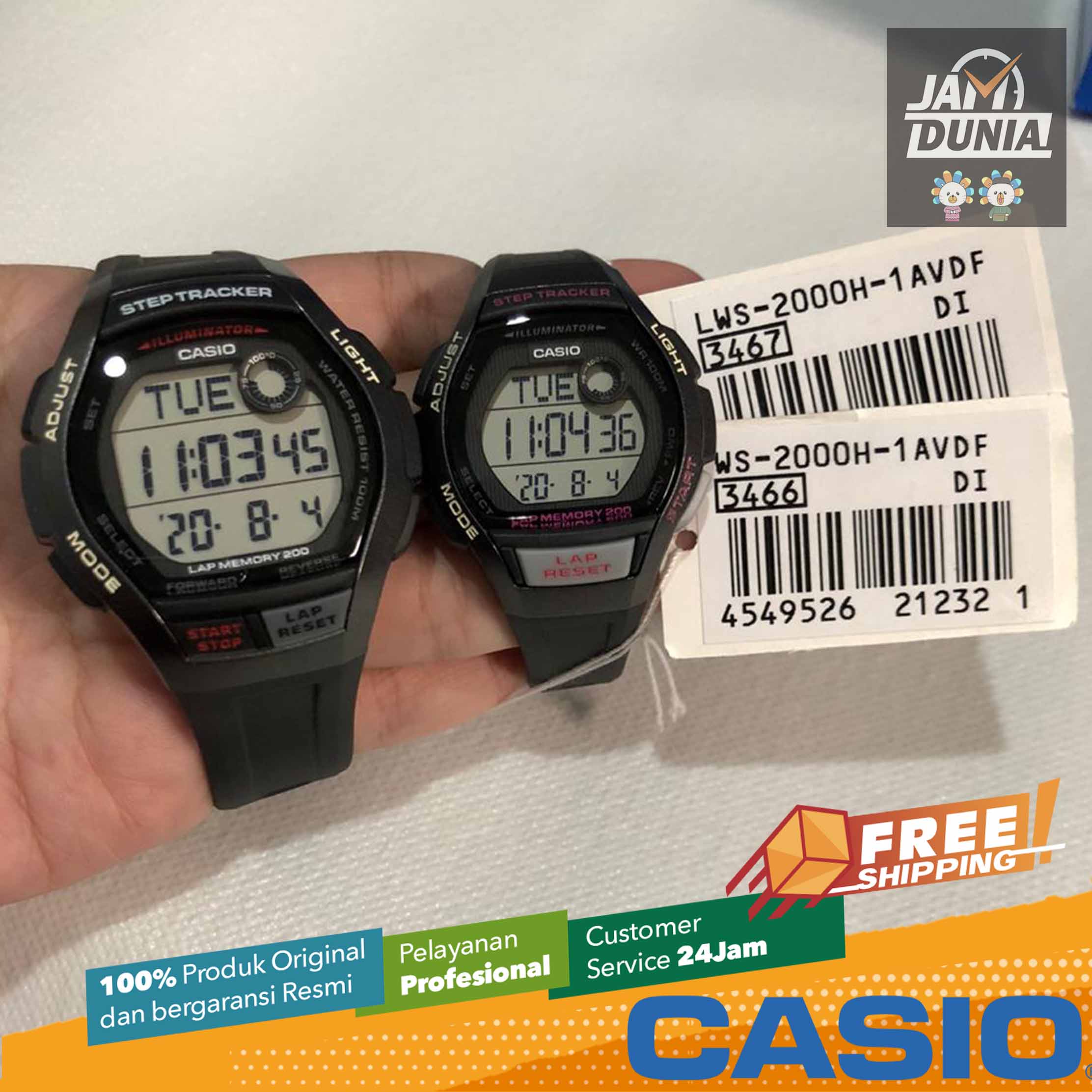 CASIO COUPLE ORIGINAL - CASIO Pria WS-2000H-1AVDF -with- Wanita  LWS-2000H-1AVDF Jam dunia JD19ST Jam Tangan Pasangan Cowok Cewek Anti Air  WS 2000H 1AVDF with LWS 2000H 1AVDF + CASIO WS-2000H 2000 H