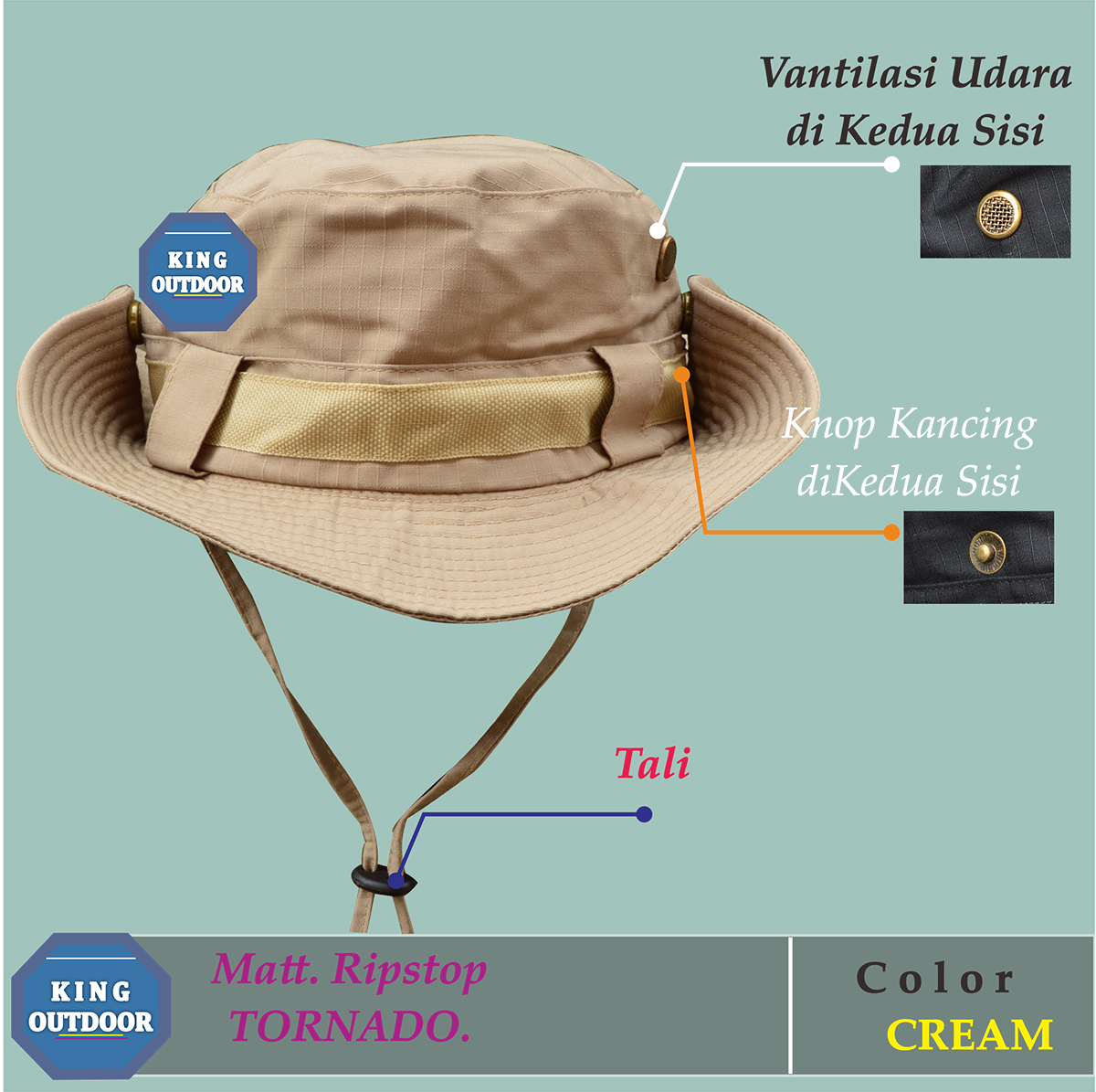 Bucket Hat Topi Korea Color CREAM 