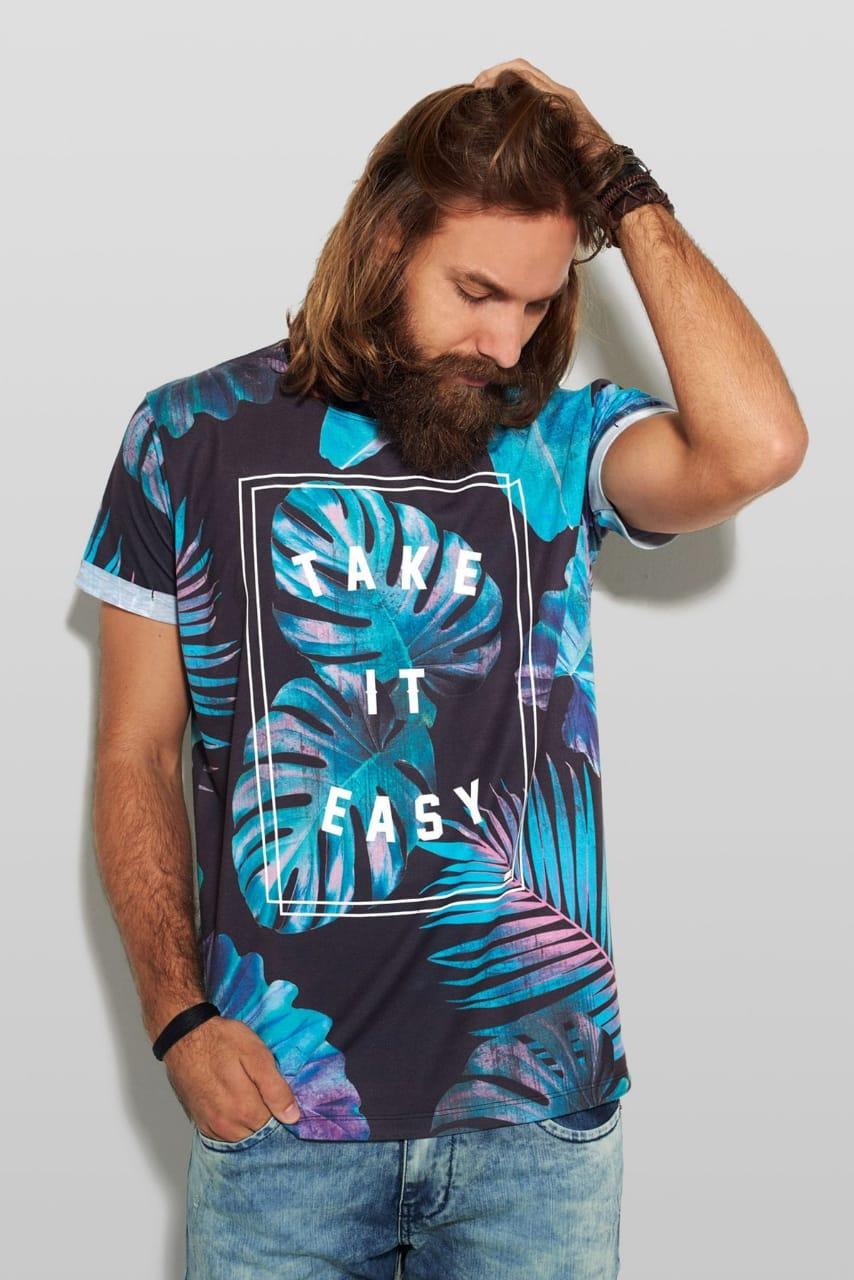 Kaos Baju Pakaian Pria Dewasa Import Murah Meriah 3D Printing Take It Easy Tshirt