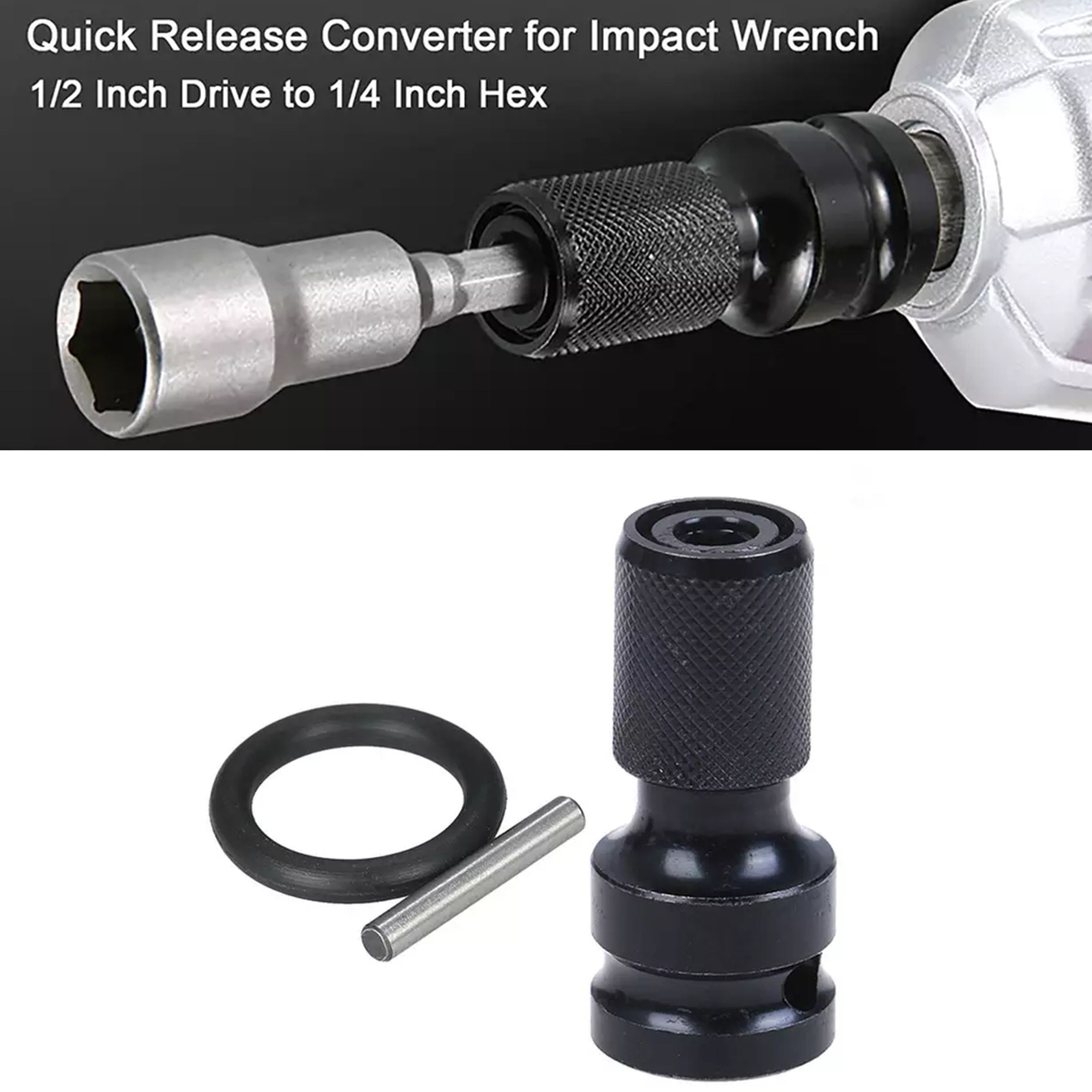 Impact Wrench Adapter Bit Socket Adaptor Bor 1/2 SQUARE TO 1/4 HEX AUTO