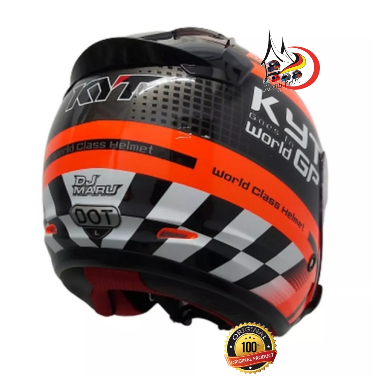 HELM KYT DJ MARU MOTIF 11BLACK/ ORANGE/ HELM KYT HALF FACE MOYIF