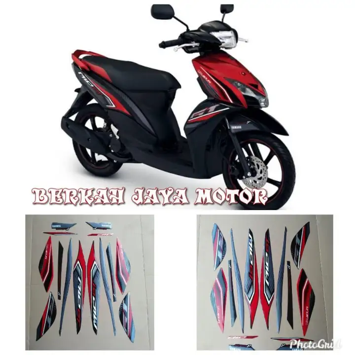Striping Sticker Lis Body Motor Mio Gt Tahun 2013 Bofy Hitam Merah Lazada Indonesia