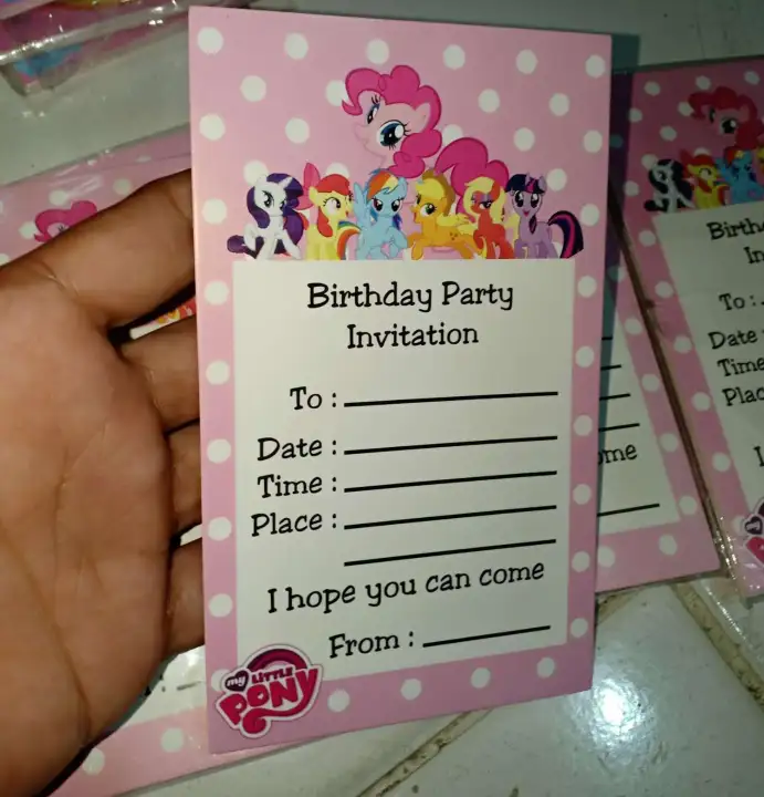 Kartu Undangan Ulang Tahun My Little Pony Birthday Party Invitation Isi 10 Pcs Plastik Ultah