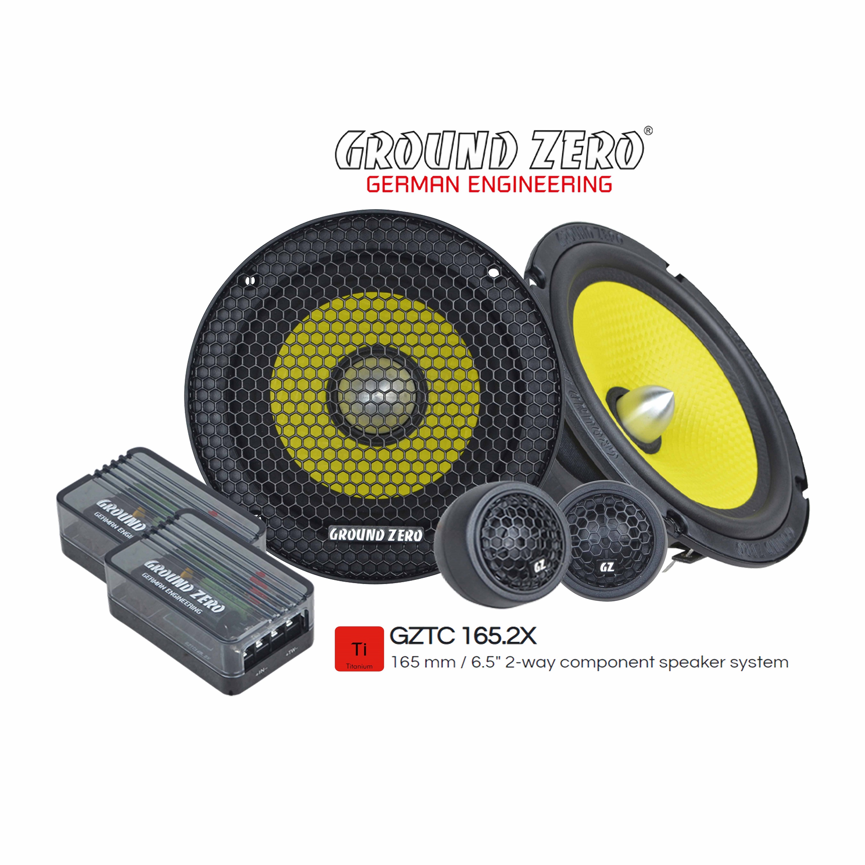 Ground Zero GZTC 165.2X – Kit Altoparlanti Componenti 2 Vie 165mm, 150W Max, 3Ω, Tweeter A Cupola In Seta