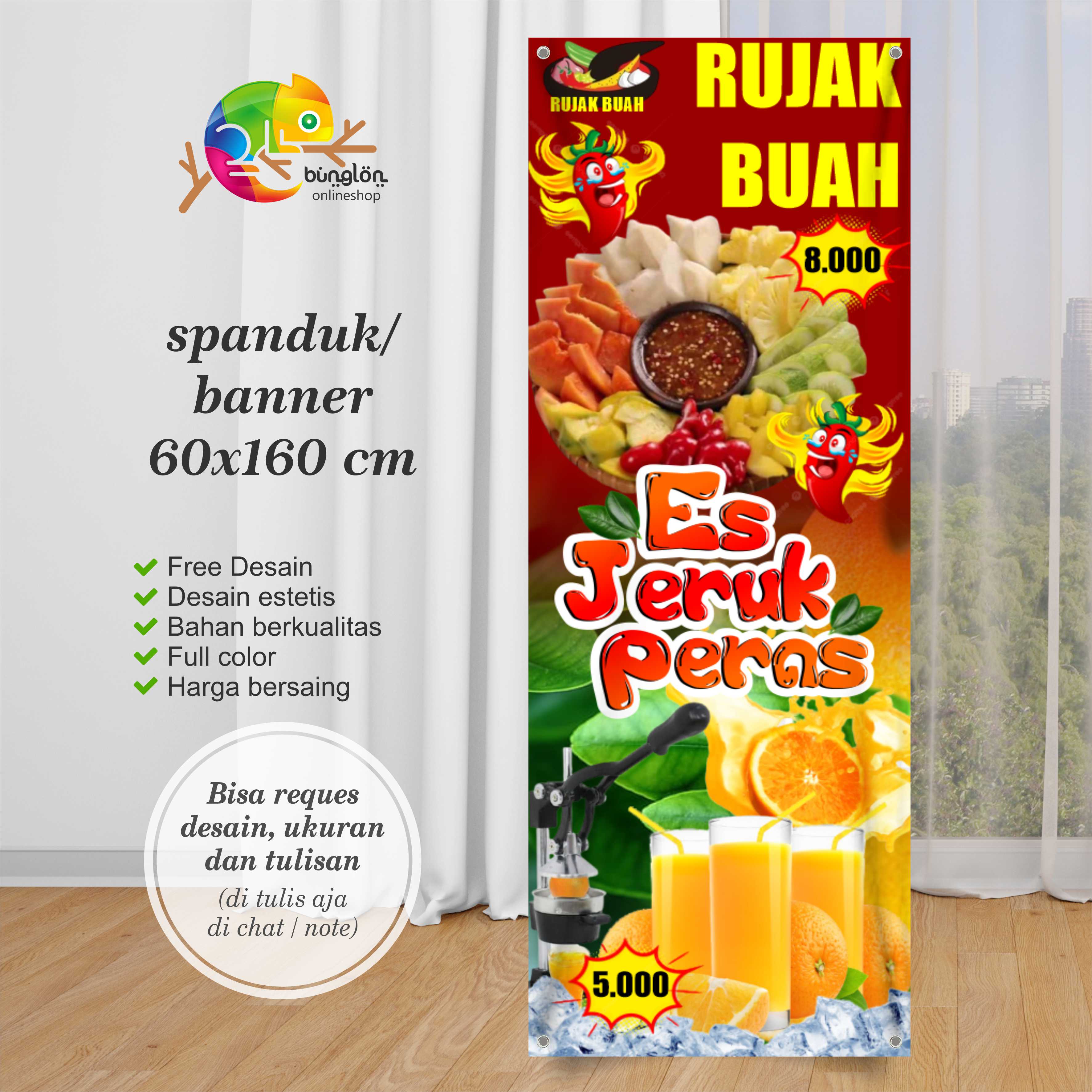 Cetak Spanduk Banner Rujak Buah Dan Es Jeruk Peras | Lazada Indonesia