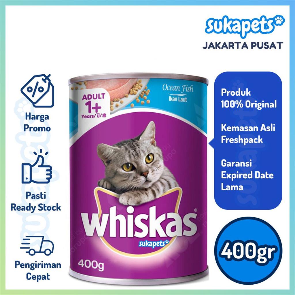 Whiskas Adult Cat Ocean Fish Makanan Kucing Basah Kaleng 400gr