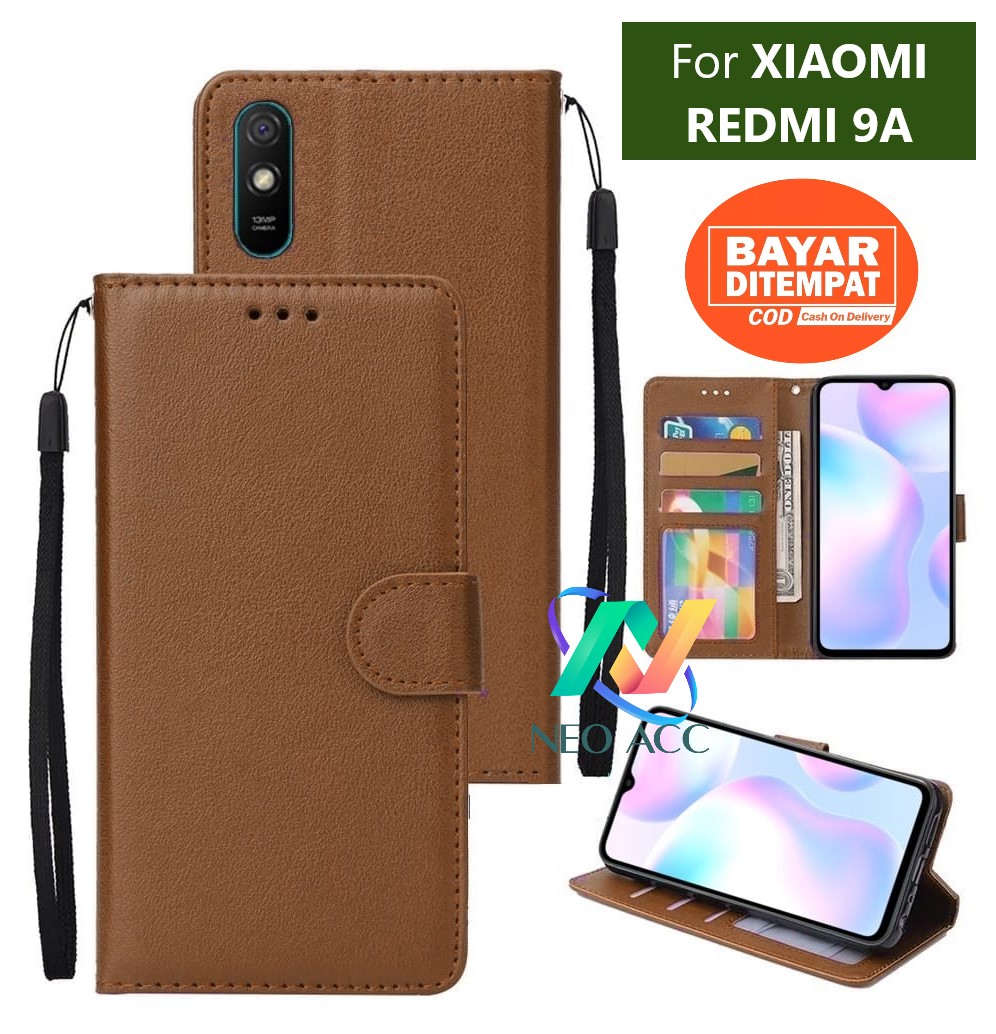 Flip Wallet Case For Xiaomi Redmi 9A - Synthetic Leather Folio With Card Slots