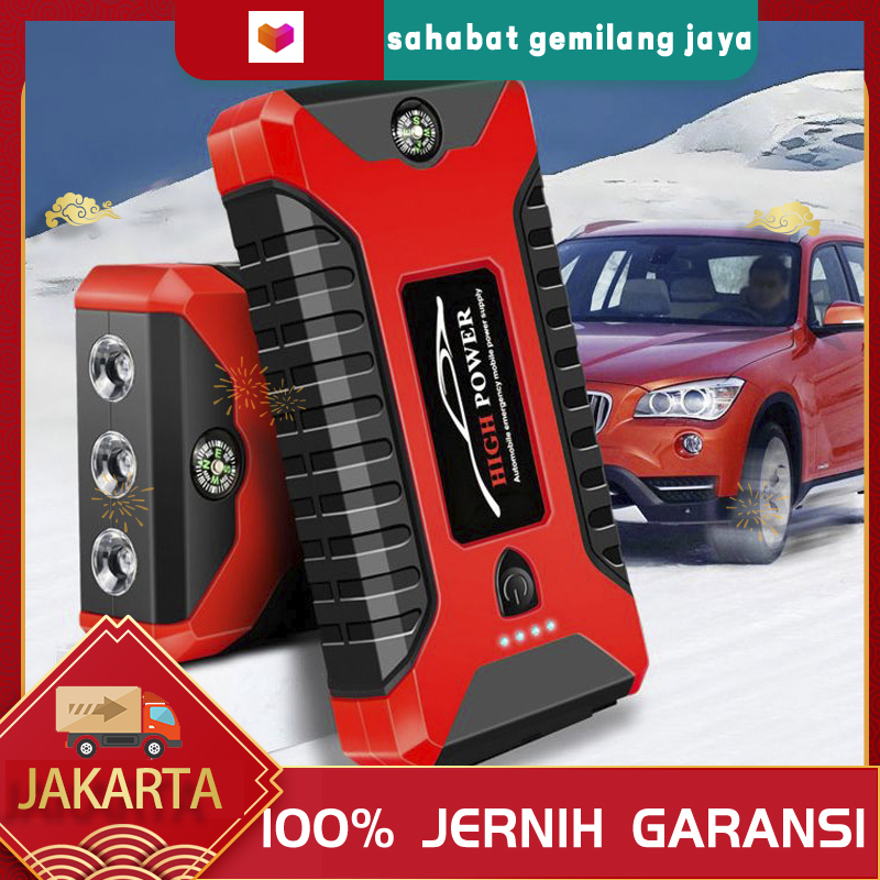 (ada stok, dikirim dari jakarta)99800mah Jumper aki mobil dan pompa ban power bank charger aki mobil - portable mobil battery charger 600A/12V charger isi baterai accu daya cas energy power supply jump starter Harga 120,000 rupiah*Gratis Ongkir