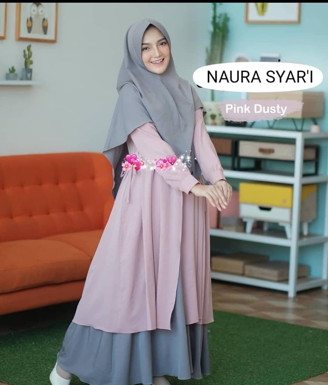 NAURA SYAR'I Gamis Set Khimar Pakaian Muslim Wanita Syarii Setelan ...