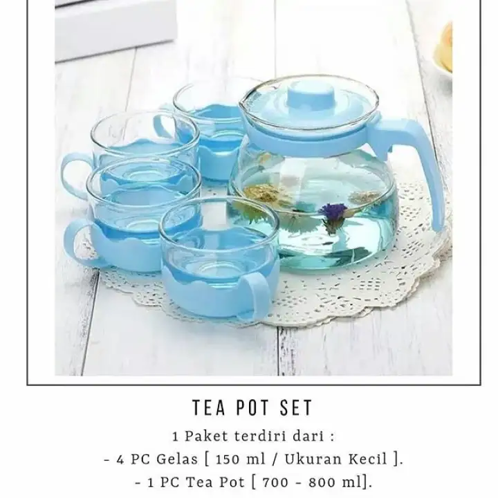 Tea Pot Set 5 In 1 Gelas Teh Sepaket Teko Lucu Teko Teh Unik Teko Lebaran