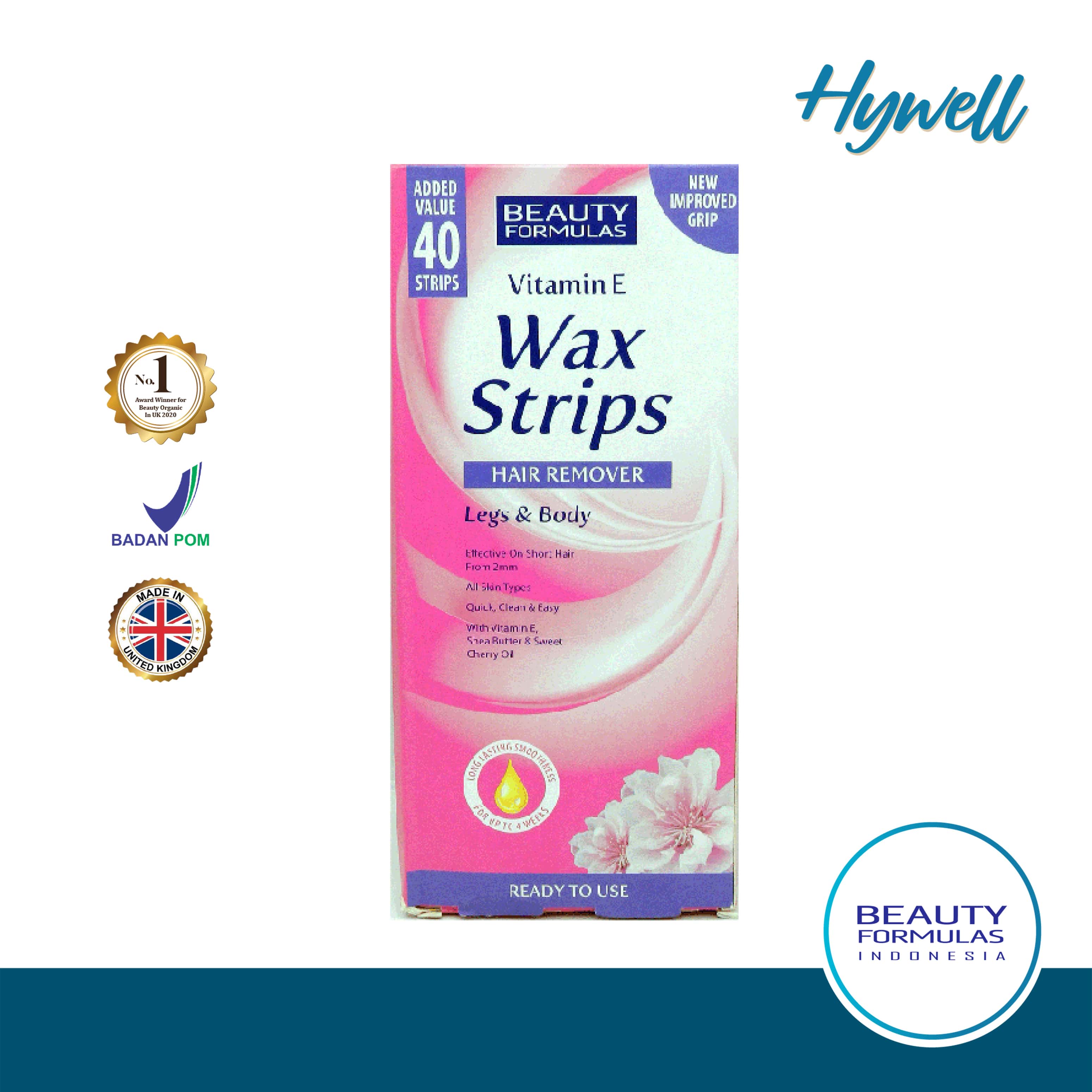 Beauty Formulas Vitamin E Wax Strips 40 strips hair removal perontok