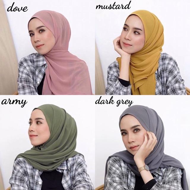 (BISA COD) Hijab Pashmina Ceruti Baby Doll Pashmina Malaysia Jilbab Pashmina Ceruty Polos HAURA
