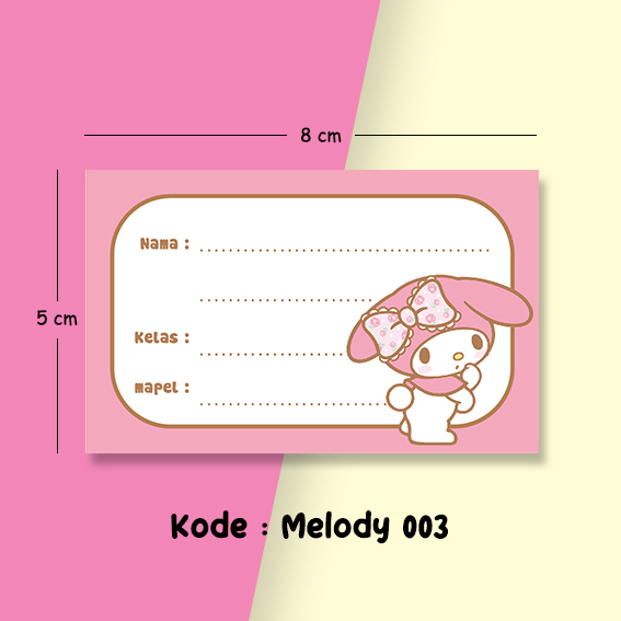 20 Lembar Sticker Nama Sekolah edisi Sanrio Kuromi Cinammorol Melody ...