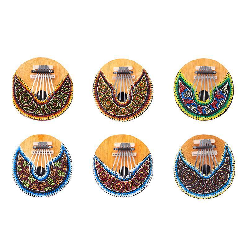 Kalimba Thumb Piano - 7 keys - Tunable - Coconut Shell - Painted