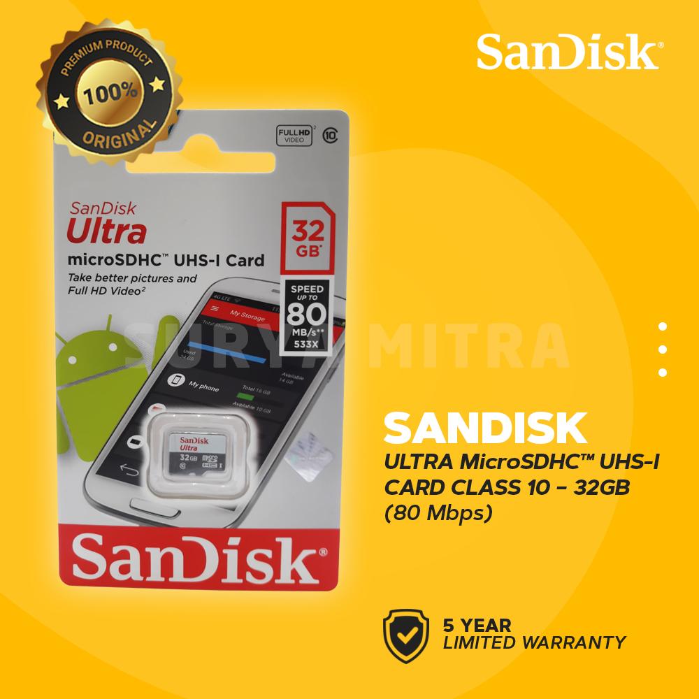 SANDISK ULTRA MICROSD 32GB 80MB/S MICROSDHC UHS-I MICRO SD CLASS 10