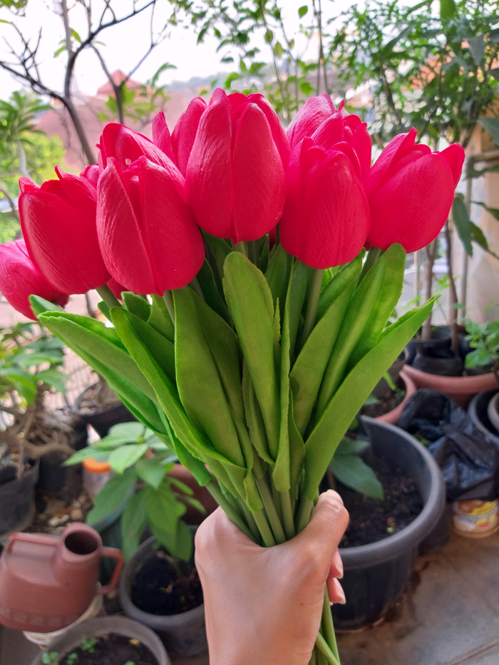 Gilaa Bunga Tulip Artificial Latex Putih Pink Biru Ungu 20