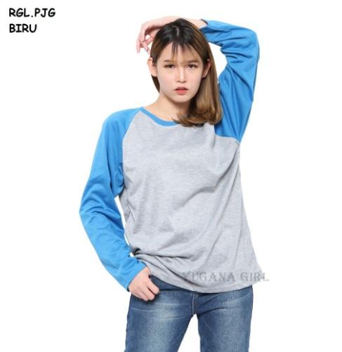 Fashion RGL.PJ Baju Kaos T-Shirt Raglan Jumbo Lengan Panjang Murah Wanita/Kaos Cewek Kekinian