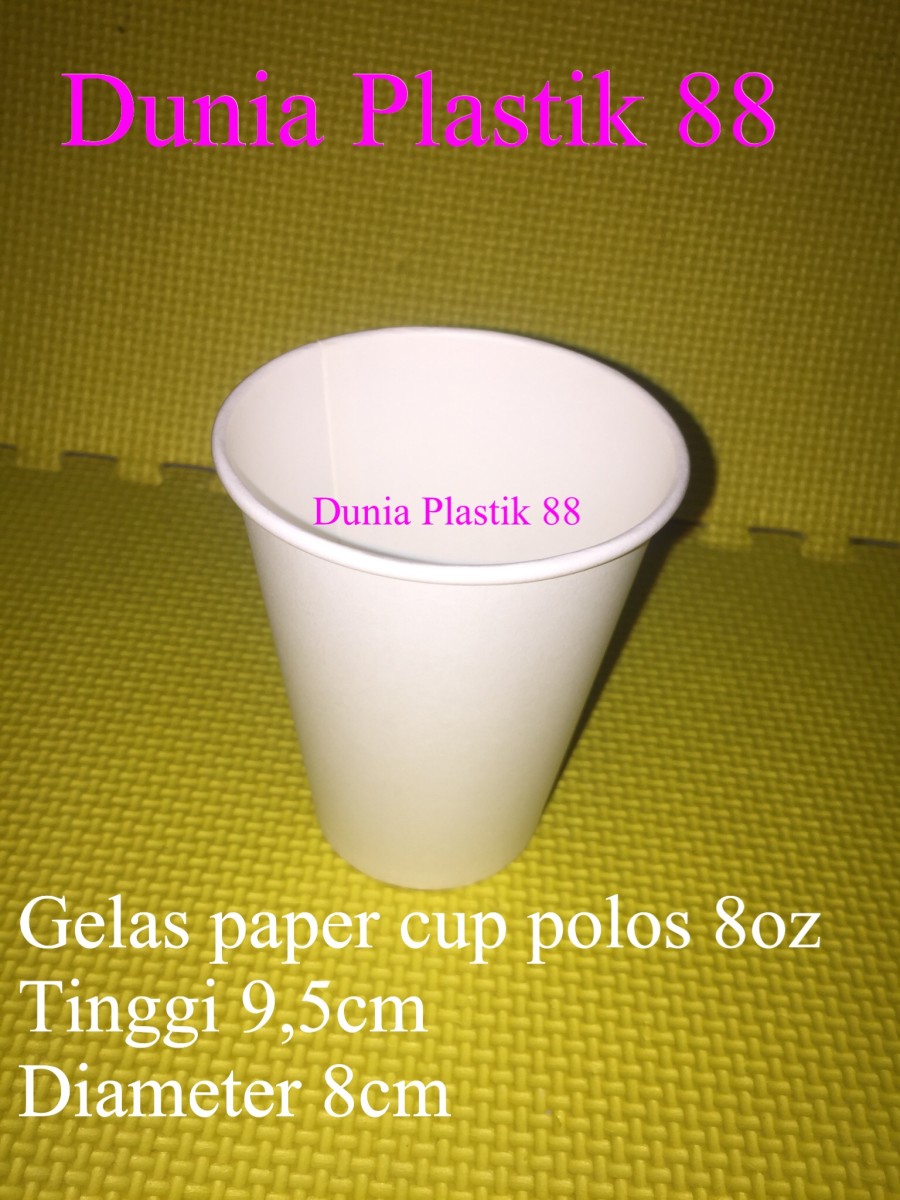 Isi 50pc PAPER CUP POLOS putih 8oz gelas kertas foam teh hot kopi coffe ...