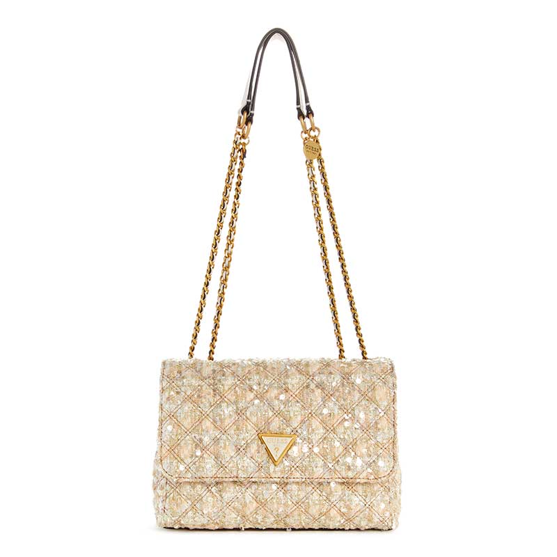 GUESS Sac à épaule bandoulière noir pour femme - Giully Mini 2 Compartment Convertible Flap XS Black / Gold 295243 noir - Bagagerie - Maroquinerie