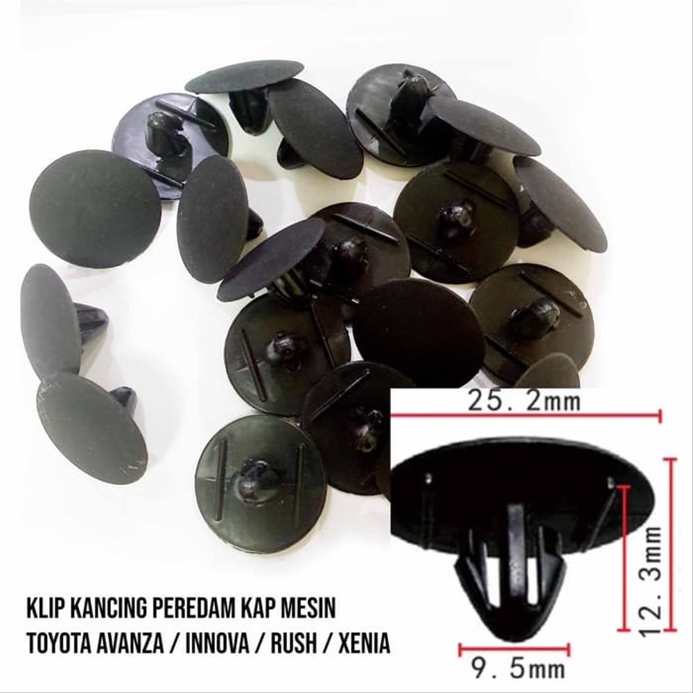 Kancing Klip Peredam Kap Mesin Toyota innova, Avanza, Xenia, Rush, Terios Isi 10 Harga 51,500 Ringgit*Penghantaran Percuma