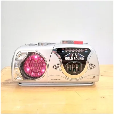 Radio Tape Player Radio Portable FM AM Pemutar Kaset GS998 Warna Silver