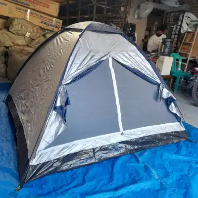 BASSIC Tenda camping kemping kemah dome 4 orang alas terpal single layer
