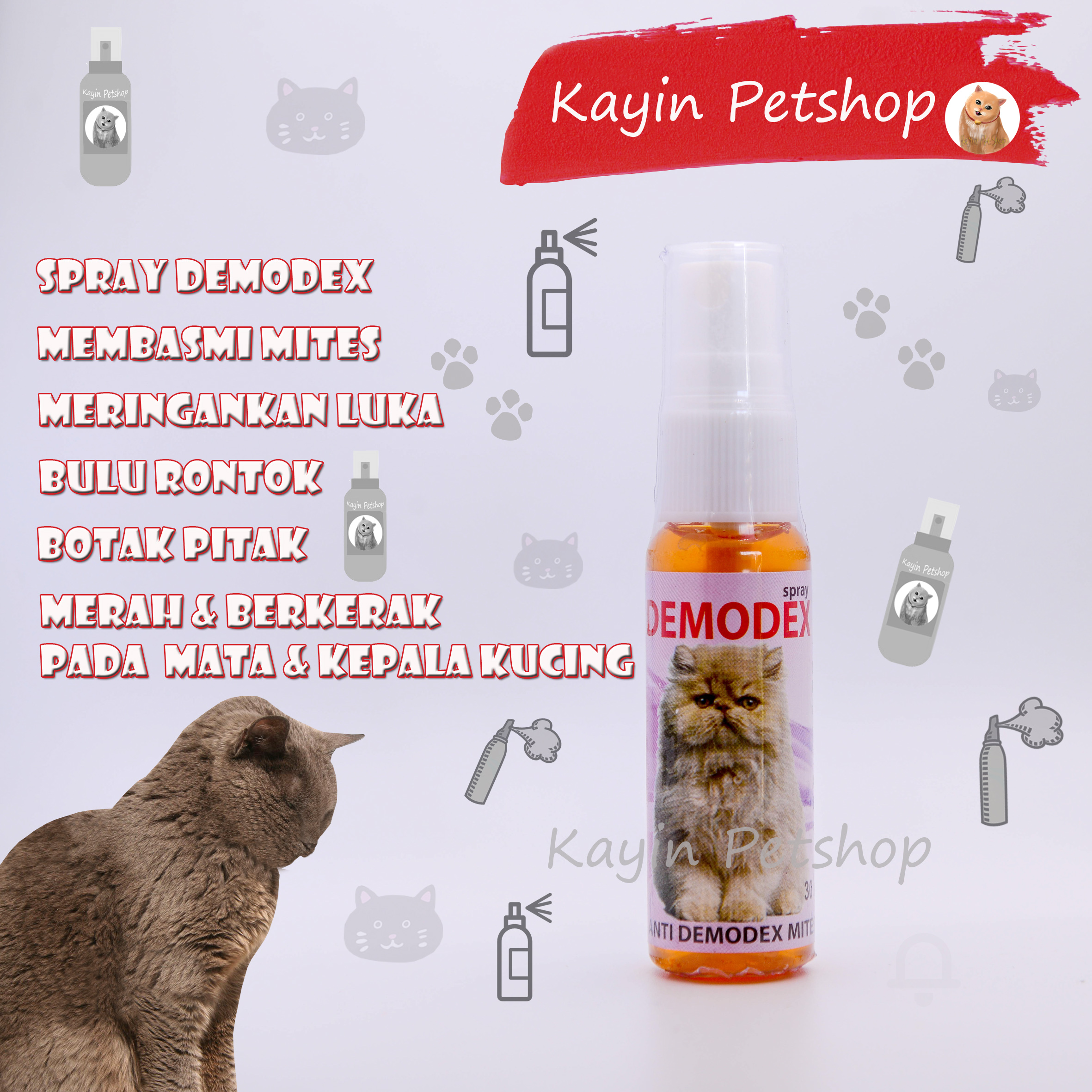 DEMODEX Spray 30ml Anti Demodex Mites (membasmi demodex kucing