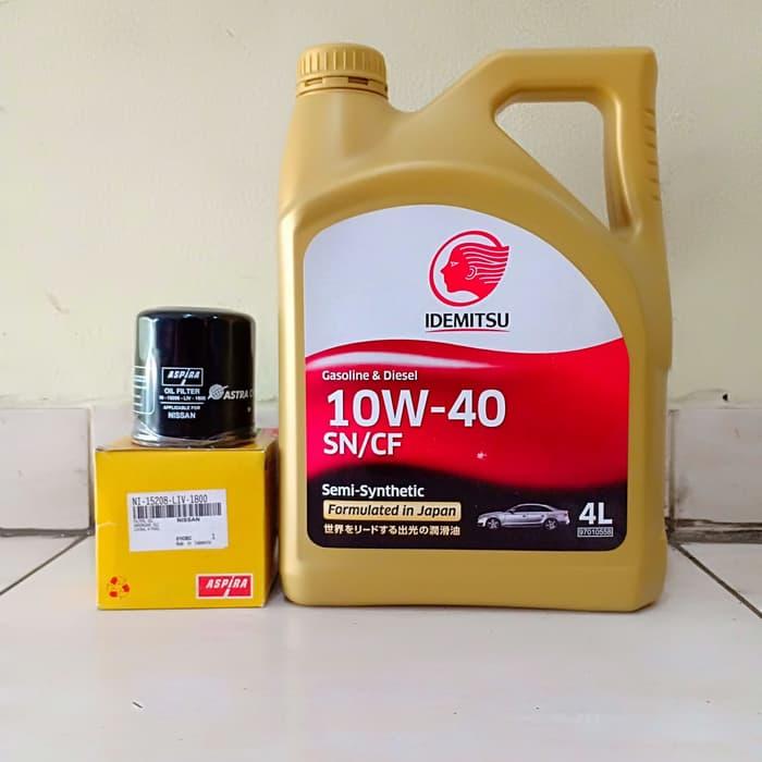 Paket Oli Mesin Mobil Idemitsu 10W-40 4 L + Filter Oli Nissan Livina