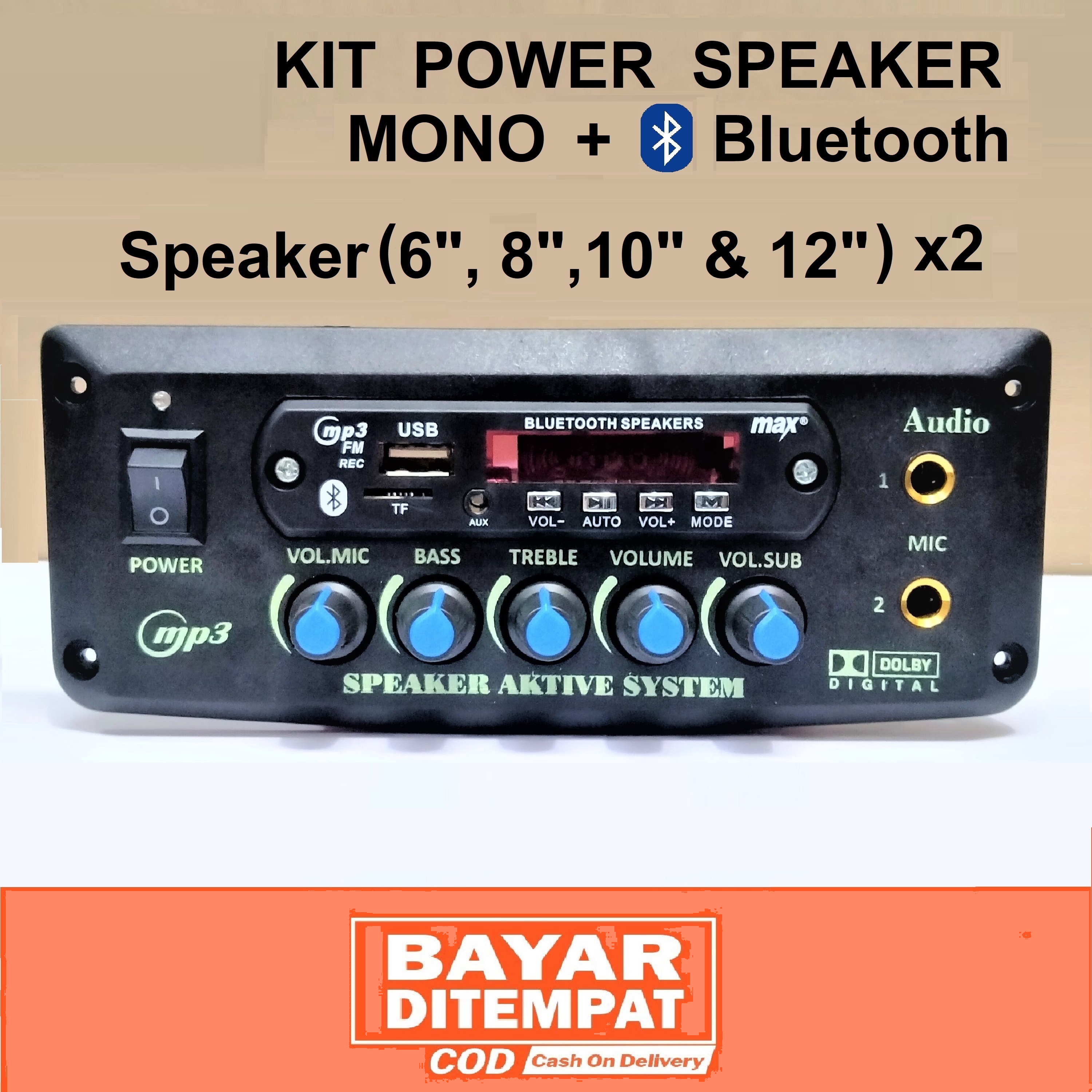 KIT POWER Speaker Aktif MP3 Bluetooth MONO (GT-6688U) Subwoofer