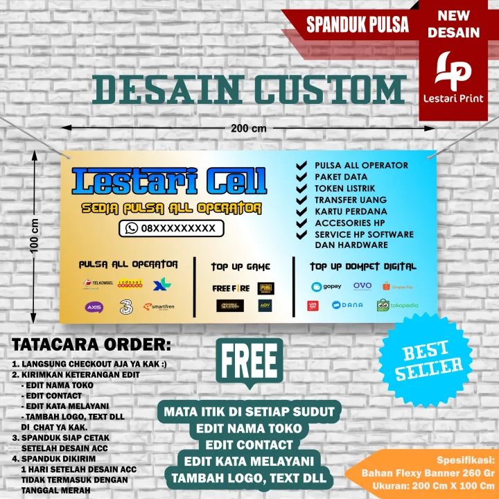 New Desain Spanduk Pulsa Spanduk Konter Jualan Pulsa Banner Konter Banner Jualan Pulsa Lazada Indonesia