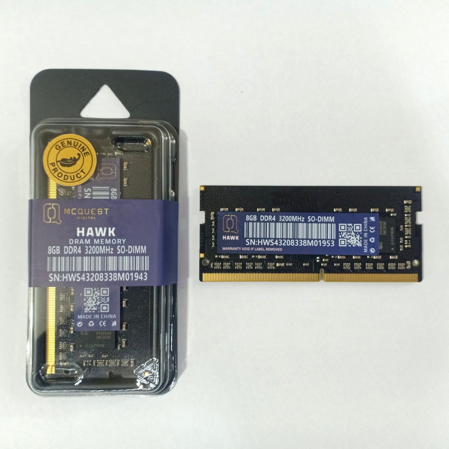MCQuest HAWK 8GB DDR4 3200 SODIMM Memory Ram Laptop Garansi