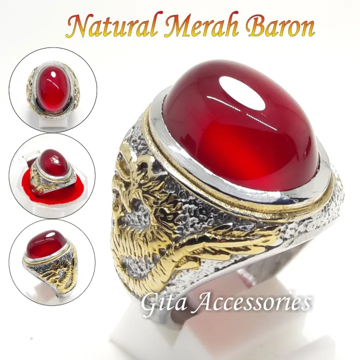 Cincin Batu Akik Merah Darah Motif Naga Lazada Indonesia