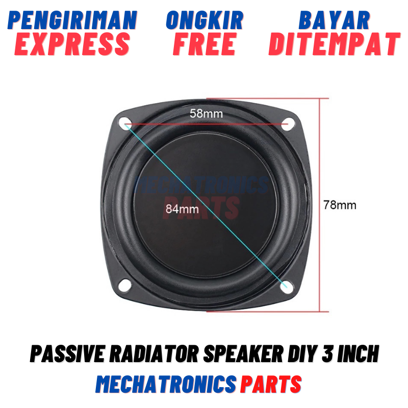 Passive Radiator Speaker DIY 3 Inch 3" Pasif Rakitan SubWoofer Low Bass