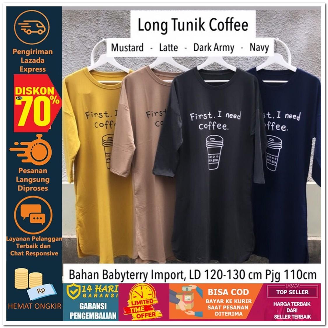 Sneakers World LONG TUNIK COFFEE Hijab Jilbab Segi Empat Square Pashmina Kerudung Khimar Pesta Kondangan Nikahan Simple Pet Instan Instant Bergo Kekinian Trendy