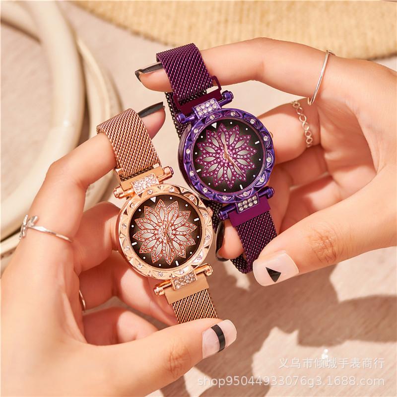 jaya shop jam tangan wanita diamond motif flower tali magnet - jam tangan wanita terbaru - jam tangan korea - jam tangan remaja - jam tangan dewasa