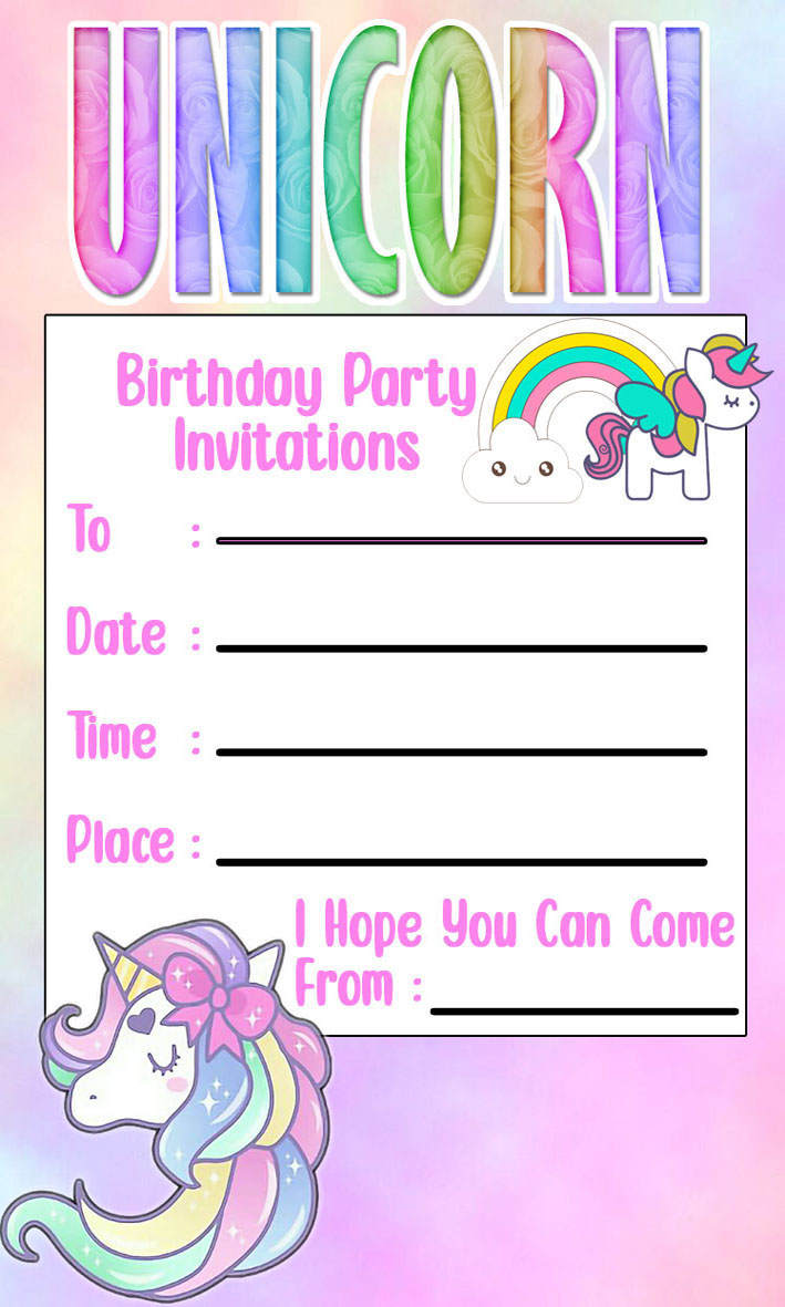 ( isi 30 PCS ) UNICORN 1 Undangan ulang tahun tulis tangan / Undangan