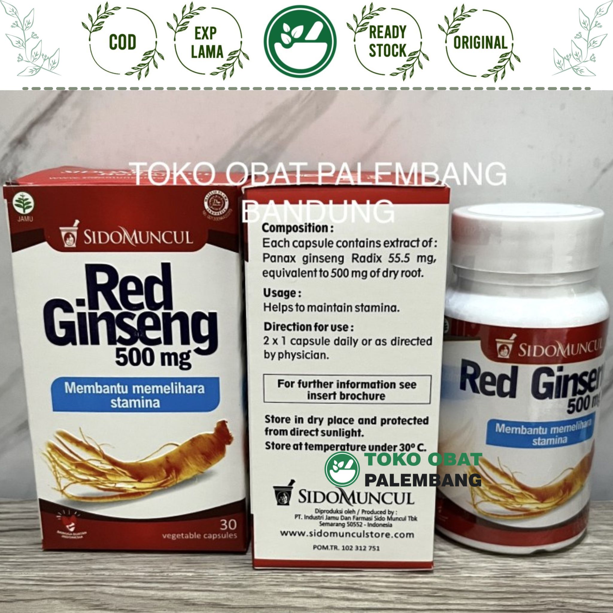 SIDOMUNCUL RED GINSENG 500MG 30 KAPSUL PANAX GINSENG MERAH SIDO MUNCUL
